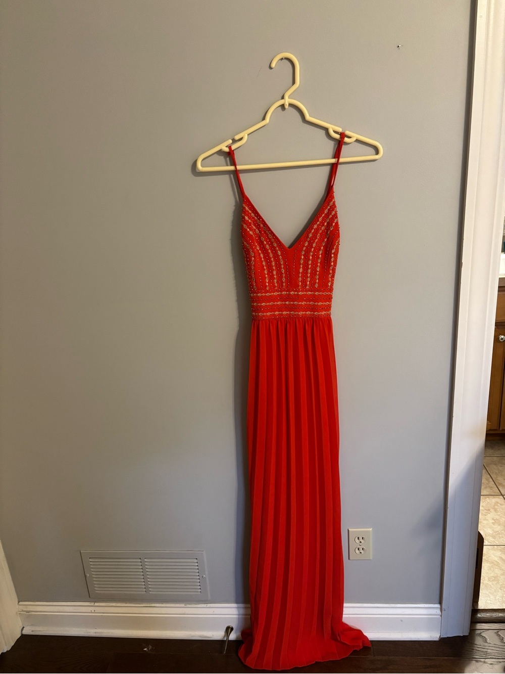 Lulu's Orange Beaded V-Neck Maxi Dress